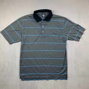 FootJoy Gray and Blue Striped Polo Shirt